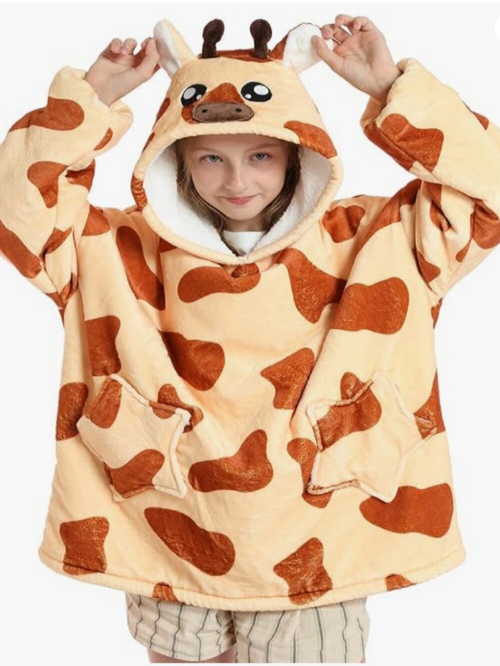 Zando Kids Giraffe Wearable Blanket Hoodie, One Size, Ages 2-14